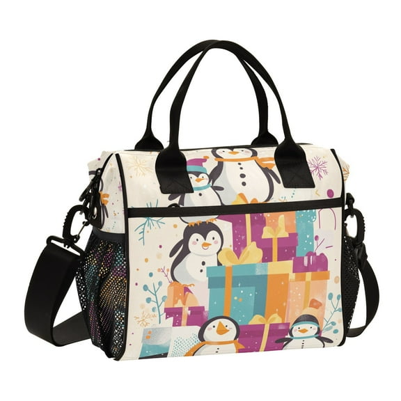 Ckdifva Snowman Penguins Gifts Cooler Bag Cooler Cooling Tote Lunch Bag Lunch Box Front Pocket with Shoulder Strap