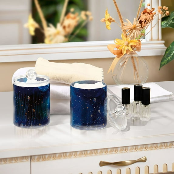 Ckdifva Space Planet Storage Jar with Lid Acrylic Organization Storage Containers Set of 2