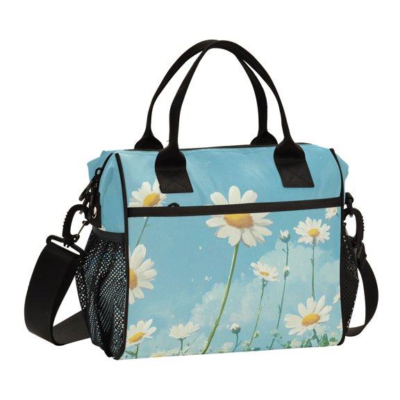 Ckdifva Spring Flowers Painting Cooler Bag Cooler Cooling Tote Lunch Bag Lunch Box Front Pocket with Shoulder Strap