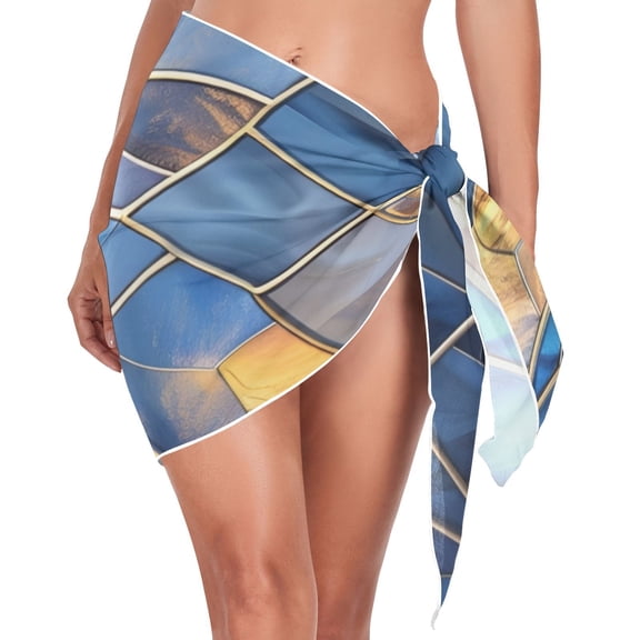 Ckdifva Stained Glass Beach Cover Up for Women Swimsuit Coverups Bikini Wrap Short Skirt