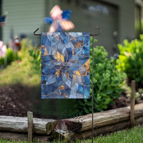 Ckdifva Stained Glass Garden Flag 28 x 40 Inch Vertical Double Sided for Yard Lawn Outdoor Outside