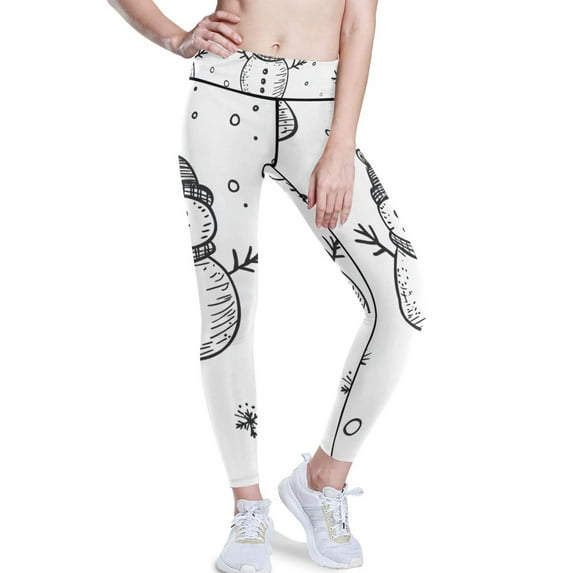 Ckdifva Stick Figure Snowman Yoga Pants with Pockets for Women Workout Athletic Yoga Leggings