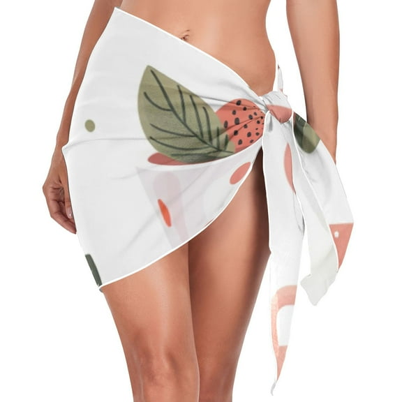 Ckdifva Strawberry Tea Beach Cover Up for Women Swimsuit Coverups Bikini Wrap Short Skirt