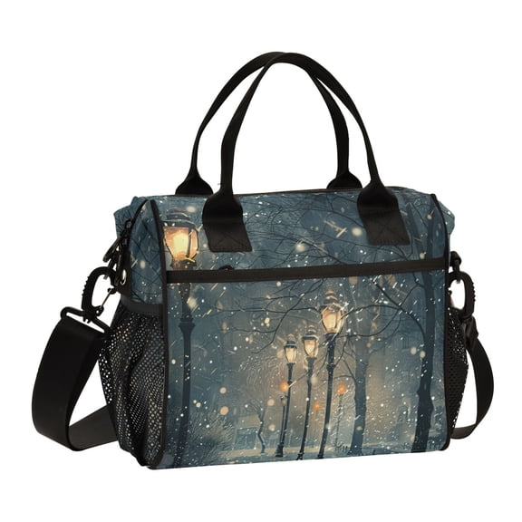 Ckdifva Street Lights Snow Cooler Bag Cooler Cooling Tote Lunch Bag Lunch Box Front Pocket with Shoulder Strap