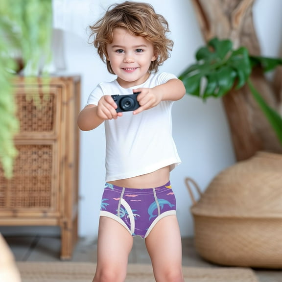 Ckdifva Sun Trees Whales Purple Boys Underwear Briefs Cotton Panties Active Stretch Briefs One Pack