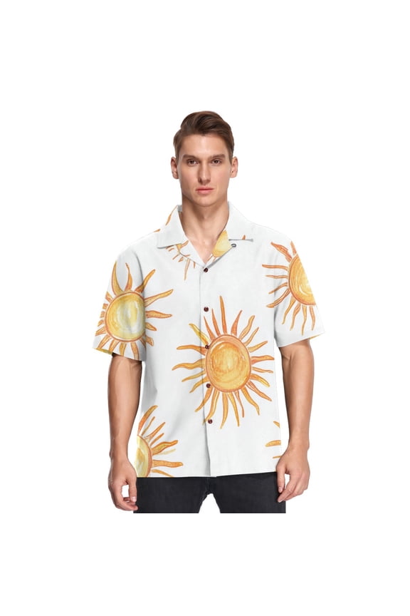 Suns Giraffe Mens Button Down Short Sleeve Shirt Casual Shirts Beach Hawaiian Shirts