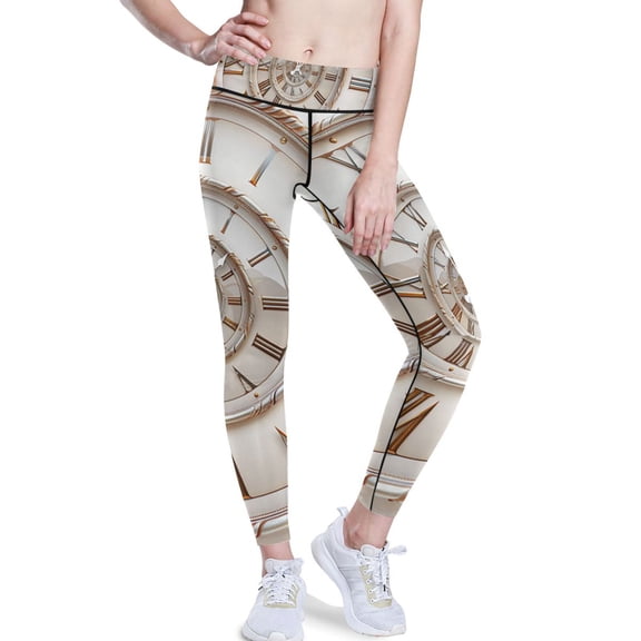 Ckdifva Swirling Numbers Clock Yoga Pants with Pockets for Women Workout Athletic Yoga Leggings