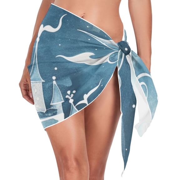 Ckdifva Tale Castle Beach Cover Up for Women Swimsuit Coverups Bikini Wrap Short Skirt