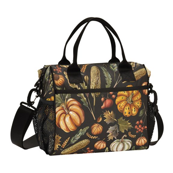 Ckdifva Thanksgiving Cooler Bag Cooler Cooling Tote Lunch Bag Lunch Box Front Pocket with Shoulder Strap