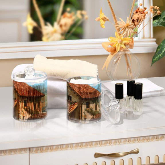 Ckdifva Tradition Farmhouse Storage Jar with Lid Acrylic Organization Storage Containers Set of 2