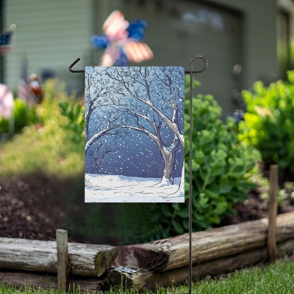 Ckdifva Trees Winter Garden Flag 12 x 18 Inch Vertical Double Sided for Yard Lawn Outdoor Outside