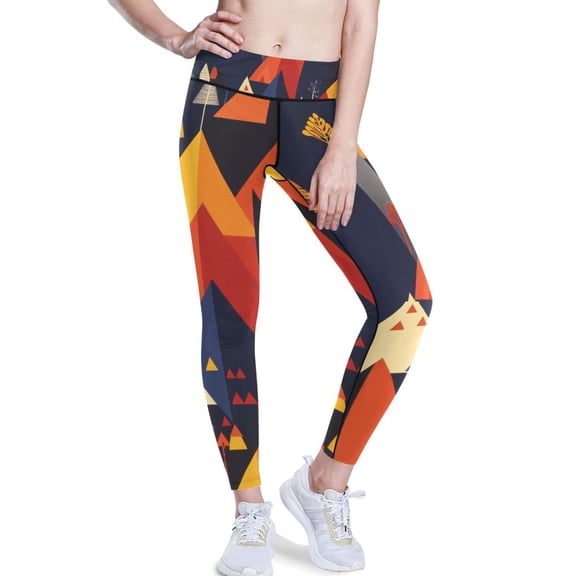 Ckdifva Triangles and Squares Yoga Pants with Pockets for Women Workout Athletic Yoga Leggings