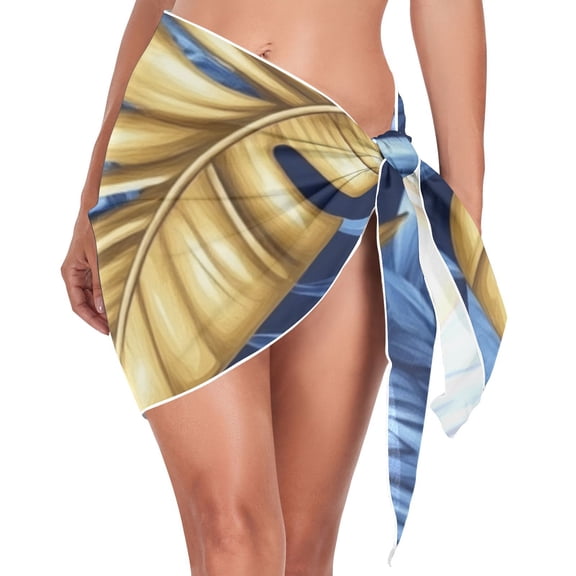 Ckdifva Tropical Leaves Beach Cover Up for Women Swimsuit Coverups Bikini Wrap Short Skirt
