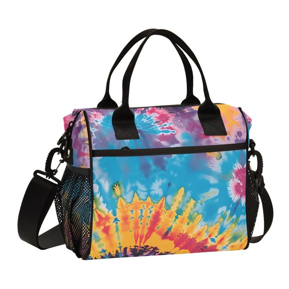 Ckdifva Tye Dye Cooler Bag Cooler Cooling Tote Lunch Bag Lunch Box Front Pocket with Shoulder Strap