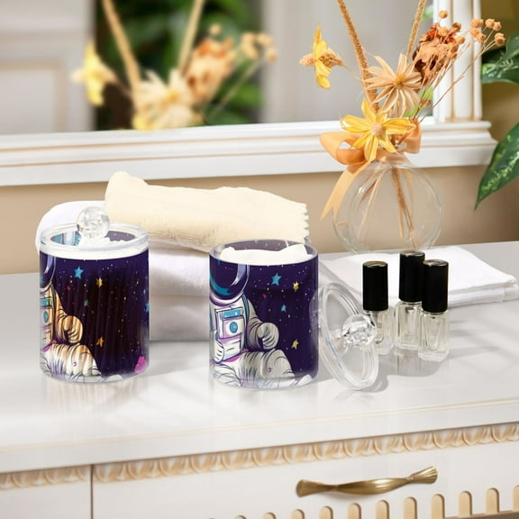 Ckdifva Unicorn Planet Astronaut Storage Jar with Lid Acrylic Organization Storage Containers Set of 2