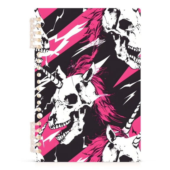 Ckdifva Unicorns Skeleton A5 Ring Binder Notebook Journey Note Diary College Ruled Study 60 Pages