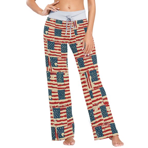Ckdifva Us Flags Womens Sleep Pajama Pants Waistband Lounge Sleepwear Pjs Sweatpants Yoga Pants