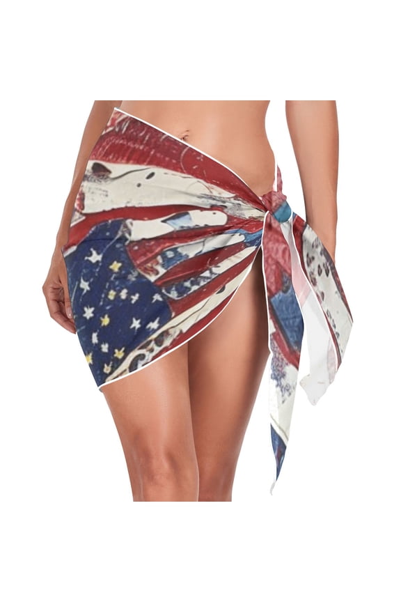 Usa Flags Beach Cover Up for Women Swimsuit Coverups Bikini Wrap Short Skirt