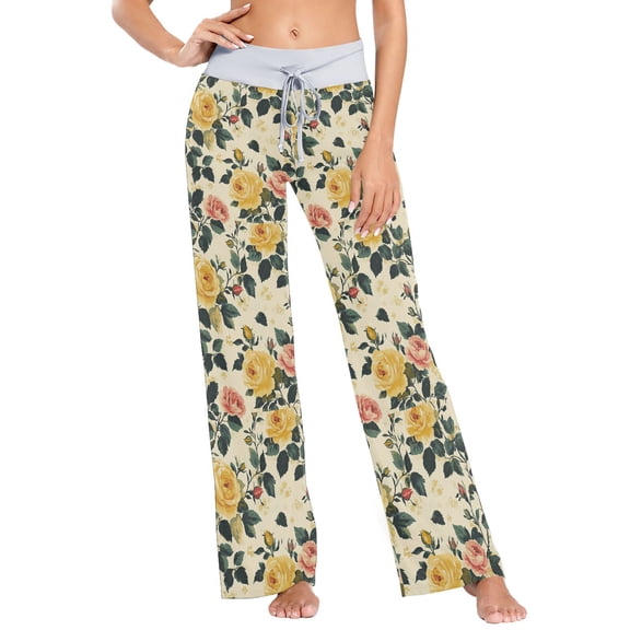 Ckdifva Vintage Flowers Floral Womens Sleep Pajama Pants Waistband Lounge Sleepwear Pjs Sweatpants Yoga Pants
