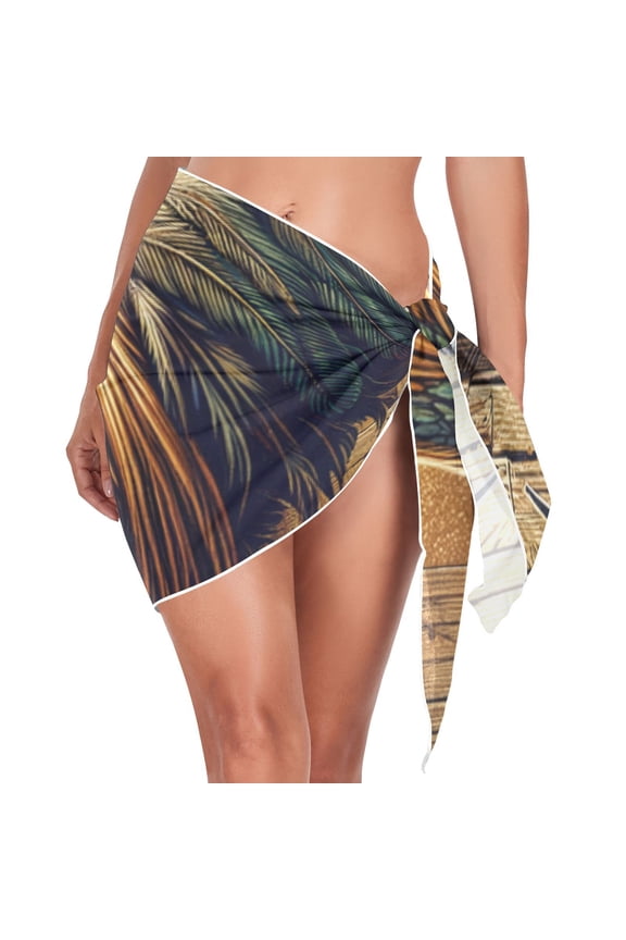 Vintage Rooster Beach Cover Up for Women Swimsuit Coverups Bikini Wrap Short Skirt