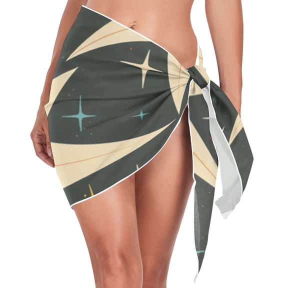 Ckdifva Vintage Stars Beach Cover Up for Women Swimsuit Coverups Bikini Wrap Short Skirt