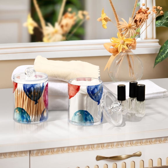 Ckdifva Watercolor Balloons Storage Jar with Lid Acrylic Organization Storage Containers Set of 2