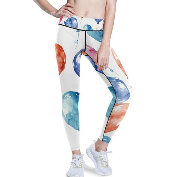 Ckdifva Watercolor Balloons Yoga Pants with Pockets for Women Workout Athletic Yoga Leggings