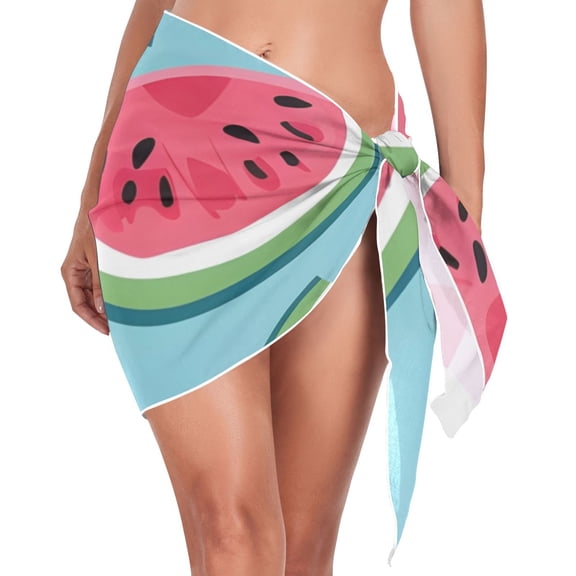 Ckdifva Watermelon Beach Cover Up for Women Swimsuit Coverups Bikini Wrap Short Skirt