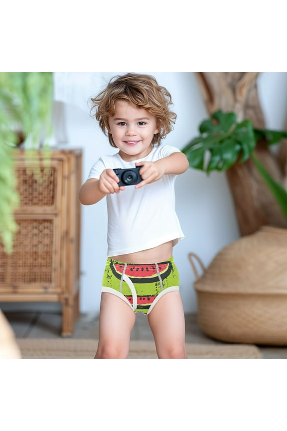 Watermelons in Green Boys Underwear Briefs Cotton Panties Active Stretch Briefs One Pack