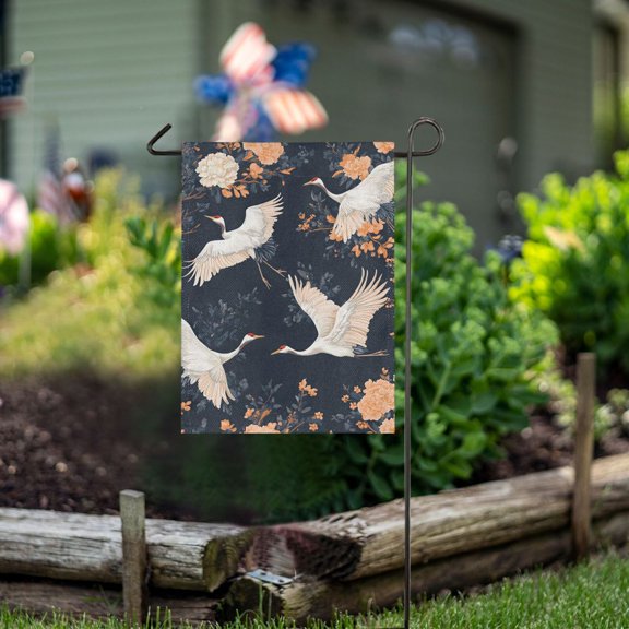 Ckdifva White Cranes Garden Flag 12 x 18 Inch Vertical Double Sided for Yard Lawn Outdoor Outside