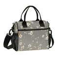 thumbnail image 1 of Ckdifva White Flowers in Gray Cooler Bag Cooler Cooling Tote Lunch Bag Lunch Box Front Pocket with Shoulder Strap, 1 of 6