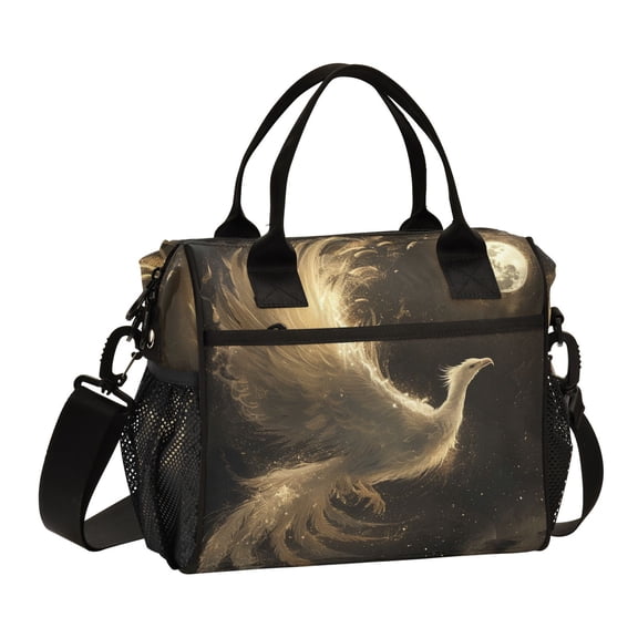 Ckdifva White Phoenix Cooler Bag Cooler Cooling Tote Lunch Bag Lunch Box Front Pocket with Shoulder Strap