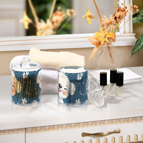 Ckdifva White Puppy Flowers Storage Jar with Lid Acrylic Organization Storage Containers Set of 4