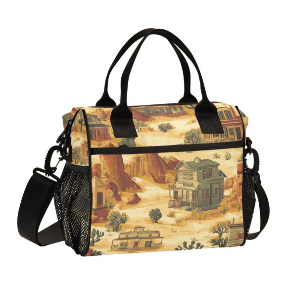 Ckdifva Wild West Cooler Bag Cooler Cooling Tote Lunch Bag Lunch Box Front Pocket with Shoulder Strap