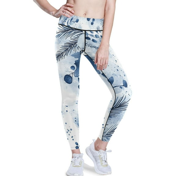 Ckdifva Winter Flowers Floral Yoga Pants with Pockets for Women Workout Athletic Yoga Leggings