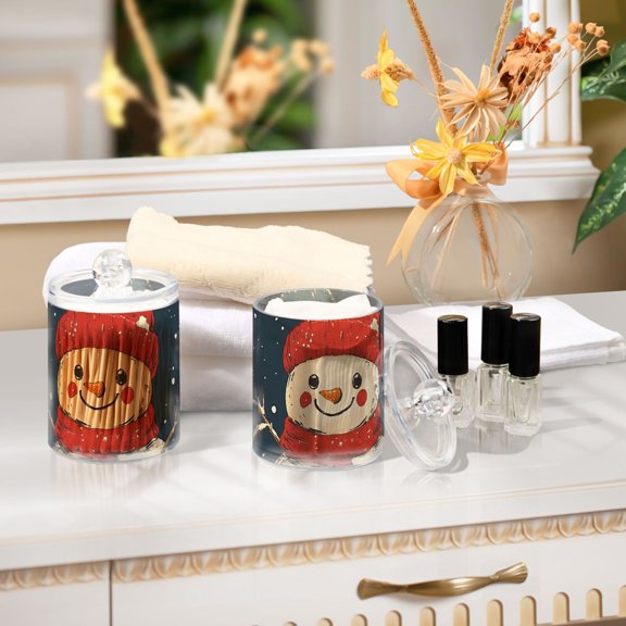 Ckdifva Winter Snowmans Storage Jar with Lid Acrylic Organization Storage Containers Set of 4