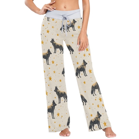 Ckdifva Wolf Stars Womens Sleep Pajama Pants Waistband Lounge Sleepwear Pjs Sweatpants Yoga Pants