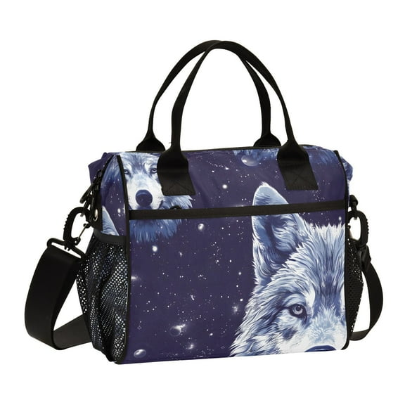Ckdifva Wolves Space Cooler Bag Cooler Cooling Tote Lunch Bag Lunch Box Front Pocket with Shoulder Strap