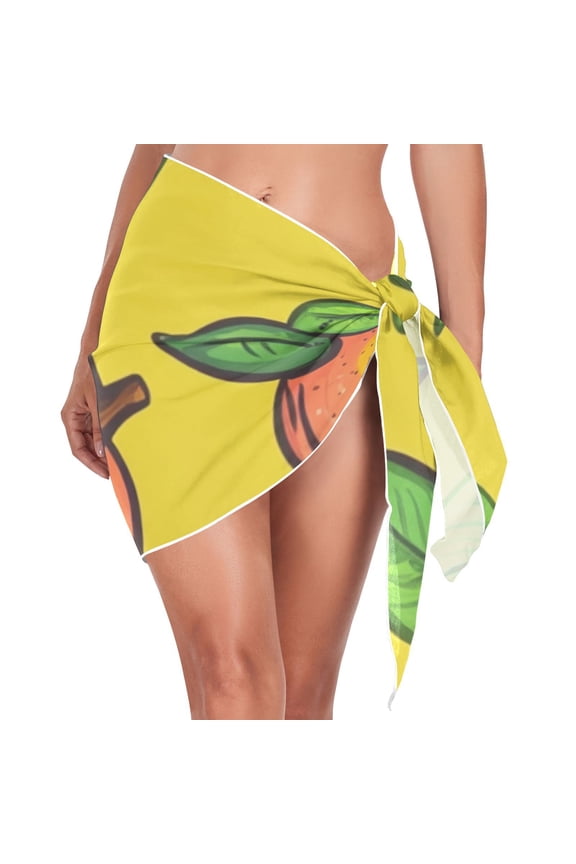 Yellow Mangos Beach Cover Up for Women Swimsuit Coverups Bikini Wrap Short Skirt