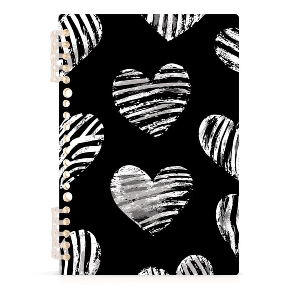 Ckdifva Zebra Stripes Hearts A5 Ring Binder Notebook Journey Note Diary College Ruled Study 60 Pages