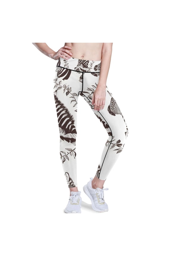 Zebra Wreath Yoga Pants with Pockets for Women Workout Athletic Yoga Leggings
