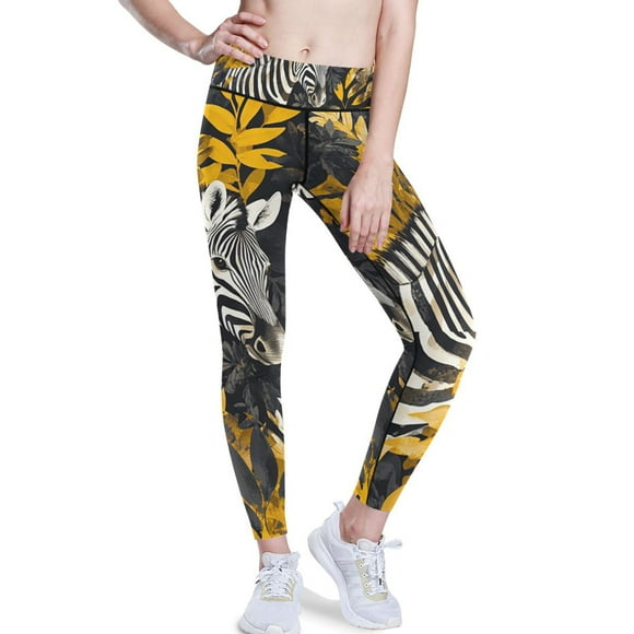 Ckdifva Zebras Leaves Yoga Pants with Pockets for Women Workout Athletic Yoga Leggings