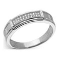 thumbnail image 1 of Ckear Cubic Zirconia Double Bar Mens Wedding Ring Rhodium Plated Sterling Silver Size 12, 1 of 3