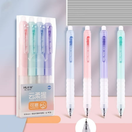 Ckraxd 0.5mm Erasable Pen Refills Crystal Blue and Black, Heat Erasable Gel Ink, Perfect for Writing and Drawing, 4 Pens per Pack