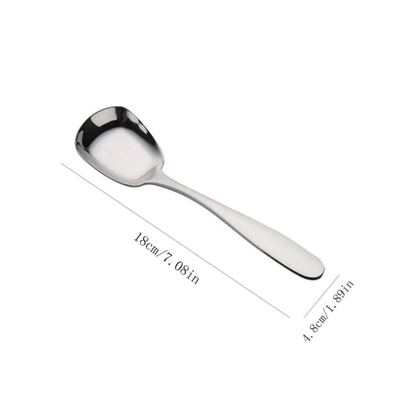 Ckraxd 10pc Stainless Steel Flat Bottom Spoons - Dessert, Rice, Soup, Yogurt - Ergonomic, Rust-Proof, Mirror Polished - Family Safe