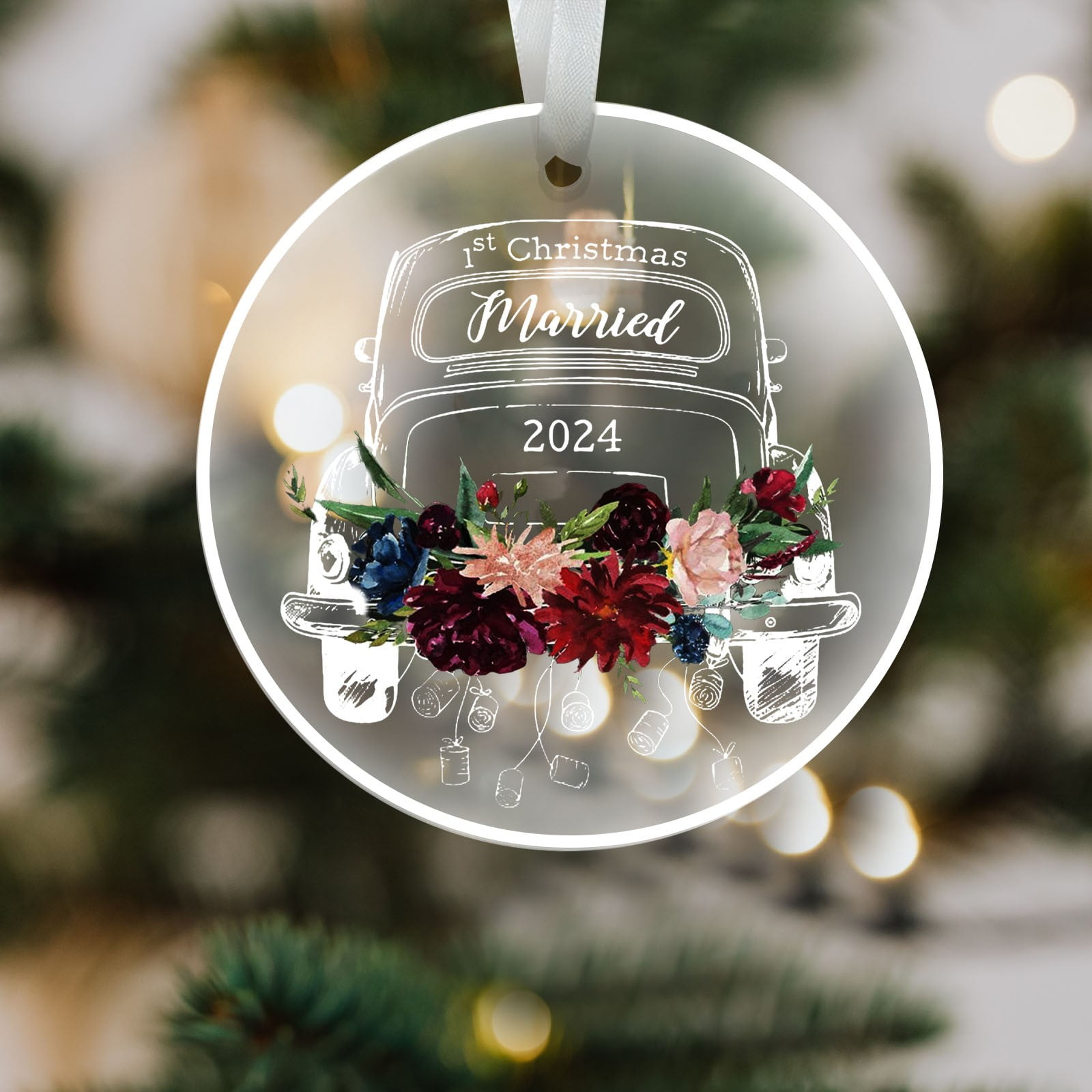 Ckraxd Acrylic Christmas Ornaments 2024 Round Decorations for Family