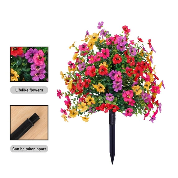 Ckraxd Artificial Violet Stake Flowers Garden Decoration Lifelike Design Durable Materials Easy Installation for Outdoor Patios and Yards