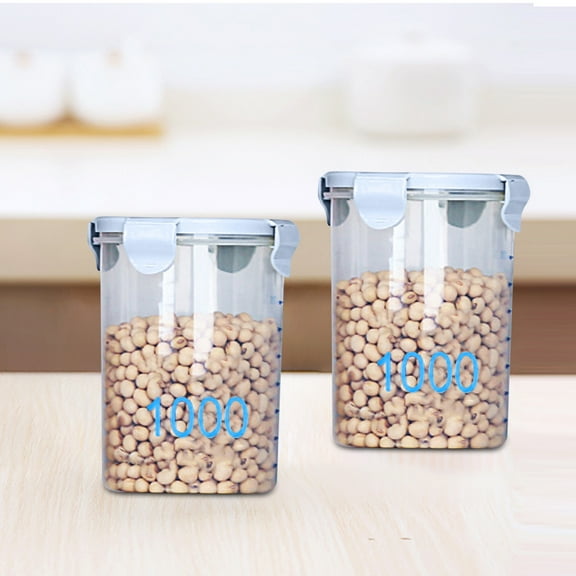 Ckraxd Blue Lid Storage Jar Graduated Round Containers Plastic Kitchen Sealing Jars Ideal for Snacks Grains Yoghurt Cheese Baking Storage