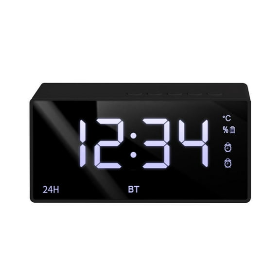 Ckraxd Bluetooth Mirror Clock Speaker Mini Audio FM Radio Compact Design Dual Alarm and Card Playback for Home and Office Use