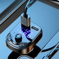 thumbnail image 1 of Ckraxd Car FM Transmitter Fast Charging Adapter USB Dual Port Bluetooth Music Player for 12-24V Vehicles with LED Display and Protection Features, 1 of 9